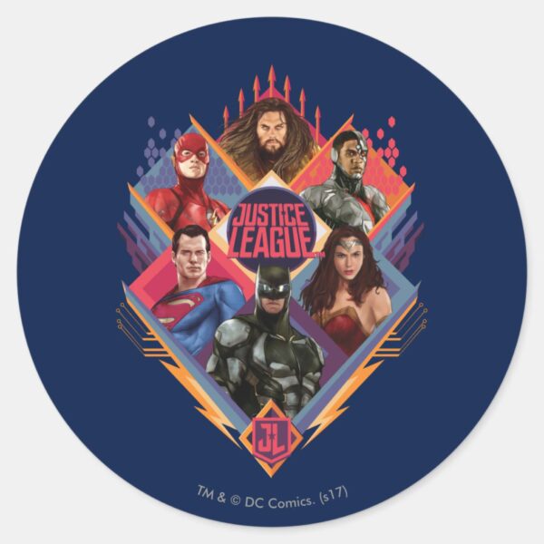 Justice_League___Diamond_Hatch_Group_Badge_Classic_Round_Sticker_1 Justice League Diamond Hatch Group Badge Classic Round Sticker