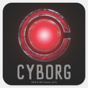 Justice League Glowing Cyborg Symbol Square Sticker