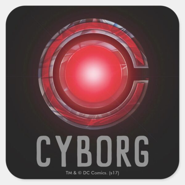 Justice_League___Glowing_Cyborg_Symbol_Square_Sticker_1 Justice League Glowing Cyborg Symbol Square Sticker