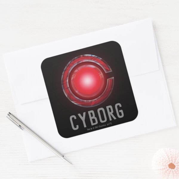 Justice_League___Glowing_Cyborg_Symbol_Square_Sticker_3 Justice League Glowing Cyborg Symbol Square Sticker