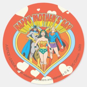 Justice League Happy Mothers Day Classic Round Sticker