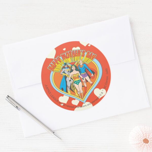 Justice_League___Happy_Mother's_Day_Classic_Round_Sticker_3 Justice League Happy Mothers Day Classic Round Sticker