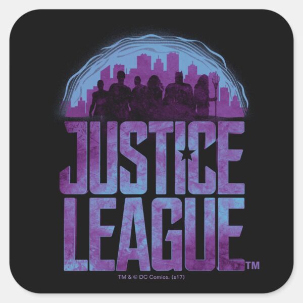 Justice_League___Justice_League_City_Silhouette_Square_Sticker_1 Justice League Justice League City Silhouette Square Sticker