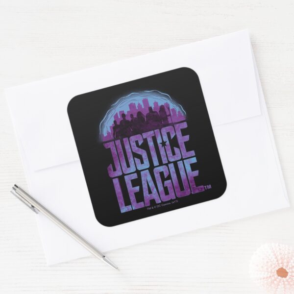 Justice_League___Justice_League_City_Silhouette_Square_Sticker_3 Justice League Justice League City Silhouette Square Sticker