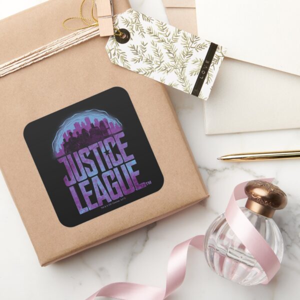 Justice_League___Justice_League_City_Silhouette_Square_Sticker_5 Justice League Justice League City Silhouette Square Sticker