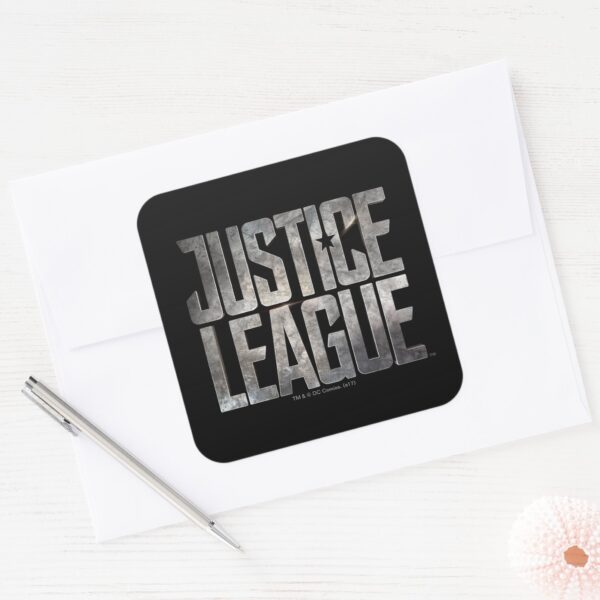 Justice_League___Justice_League_Metallic_Logo_Square_Sticker_3 Justice League Justice League Metallic Logo Square Sticker