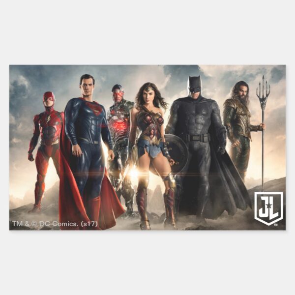 Justice_League___Justice_League_On_Battlefield_Rectangular_Sticker_1 Justice League Justice League On Battlefield Rectangular Sticker