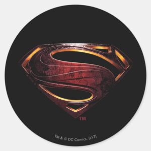 Justice League Metallic Superman Symbol Classic Round Sticker
