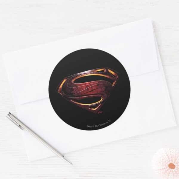 Justice_League___Metallic_Superman_Symbol_Classic_Round_Sticker_3 Justice League Metallic Superman Symbol Classic Round Sticker