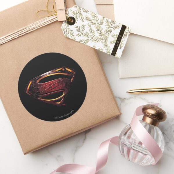 Justice_League___Metallic_Superman_Symbol_Classic_Round_Sticker_5 Justice League Metallic Superman Symbol Classic Round Sticker