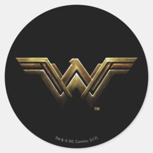 Justice League Metallic Wonder Woman Symbol Classic Round Sticker