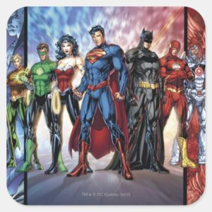 Justice League New 52 Justice League Line Up Square Sticker