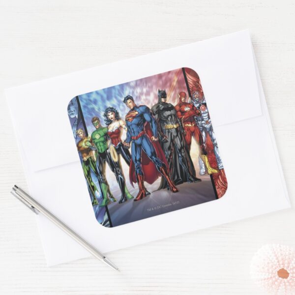 Justice_League___New_52_Justice_League_Line_Up_Square_Sticker_3 Justice League New 52 Justice League Line Up Square Sticker