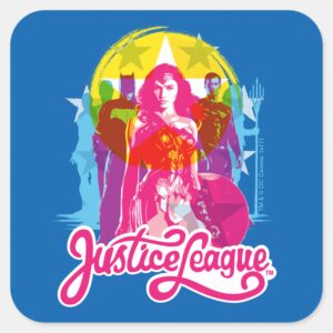 Justice League Retro Group Logo Pop Art Square Sticker