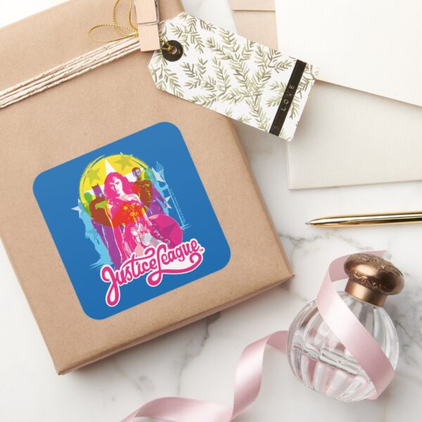 Justice_League___Retro_Group_&_Logo_Pop_Art_Square_Sticker_5 Justice League Retro Group Logo Pop Art Square Sticker