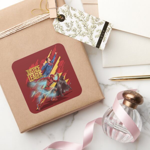 Justice_League___Superman,_Flash,_&_Batman_Badge_Square_Sticker_5 Justice League Superman Flash Batman Badge Square Sticker