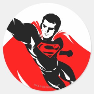 Justice League Superman Flying Noir Pop Art Classic Round Sticker