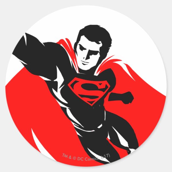 Justice_League___Superman_Flying_Noir_Pop_Art_Classic_Round_Sticker_1 Justice League Superman Flying Noir Pop Art Classic Round Sticker