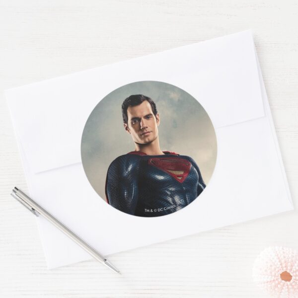 Justice_League___Superman_On_Battlefield_Classic_Round_Sticker_3 Justice League Superman On Battlefield Classic Round Sticker