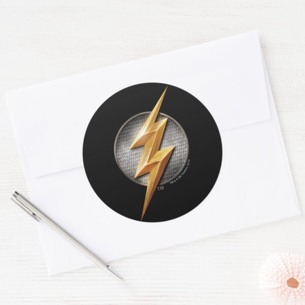 Justice_League___The_Flash_Metallic_Bolt_Symbol_Classic_Round_Sticker_3 Justice League The Flash Metallic Bolt Symbol Classic Round Sticker