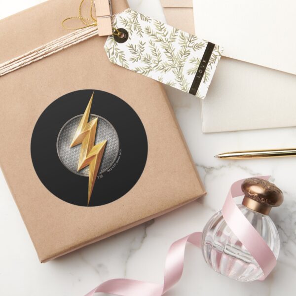 Justice_League___The_Flash_Metallic_Bolt_Symbol_Classic_Round_Sticker_5 Justice League The Flash Metallic Bolt Symbol Classic Round Sticker