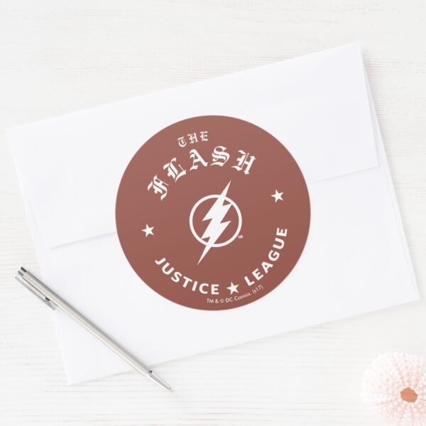 Justice_League___The_Flash_Retro_Lightning_Emblem_Classic_Round_Sticker_3 Justice League The Flash Retro Lightning Emblem Classic Round Sticker