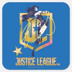 Justice League Wonder Woman JL Logo Pop Art Square Sticker