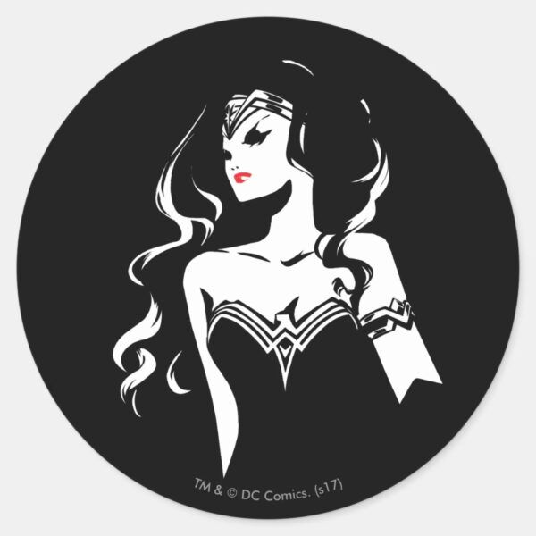 Justice_League___Wonder_Woman_Noir_Pop_Art_Classic_Round_Sticker_1 Justice League Wonder Woman Noir Pop Art Classic Round Sticker