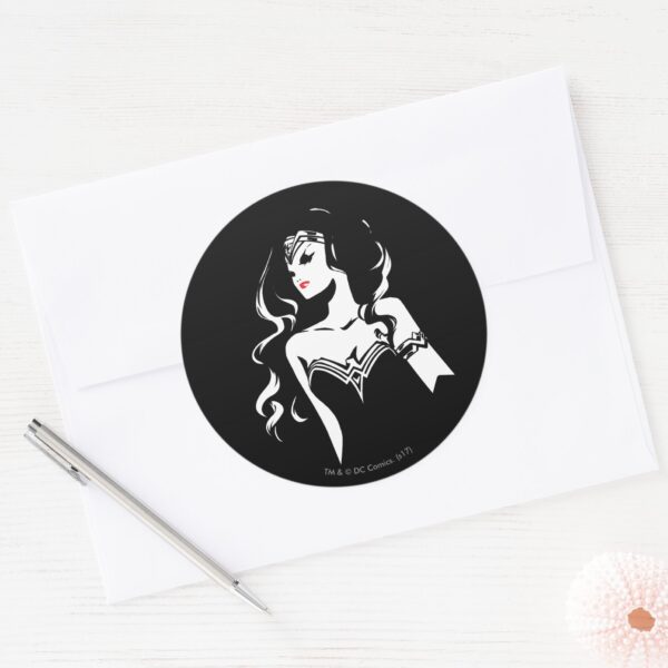Justice_League___Wonder_Woman_Noir_Pop_Art_Classic_Round_Sticker_3 Justice League Wonder Woman Noir Pop Art Classic Round Sticker