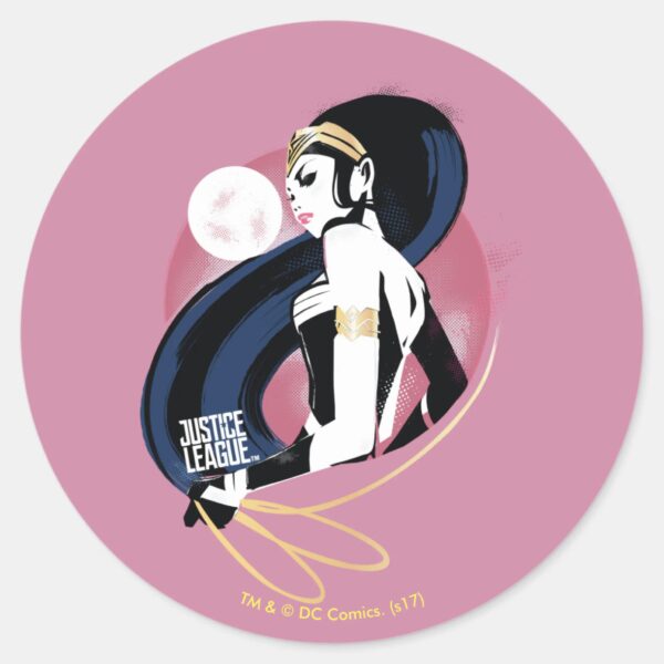 Justice_League___Wonder_Woman_Profile_Pop_Art_Classic_Round_Sticker_1 Justice League Wonder Woman Profile Pop Art Classic Round Sticker