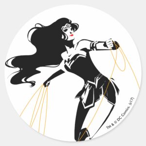 Justice League Wonder Woman With Lasso Pop Art Classic Round Sticker