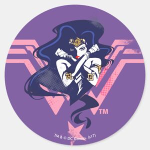 Justice League Wonder Woman Symbol Pop Art Classic Round Sticker