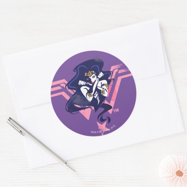 Justice_League___Wonder_Woman_&_Symbol_Pop_Art_Classic_Round_Sticker_3 Justice League Wonder Woman Symbol Pop Art Classic Round Sticker