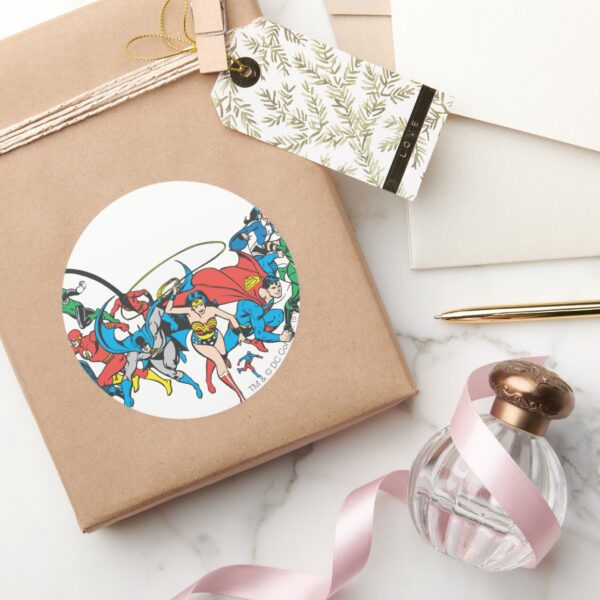 Justice_League_of_America_Group_2_Classic_Round_Sticker_5 Justice League Of America Group 2 Classic Round Sticker