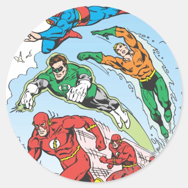 Justice_League_of_America_Group_3_Classic_Round_Sticker_1 Justice League Of America Group 3 Classic Round Sticker