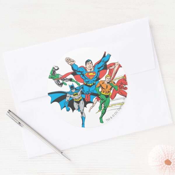 Justice_League_of_America_Group_4_Classic_Round_Sticker_3 Justice League Of America Group 4 Classic Round Sticker