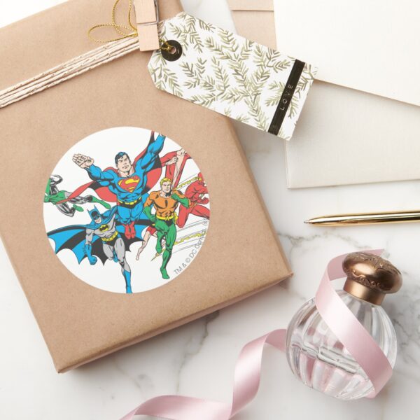 Justice_League_of_America_Group_4_Classic_Round_Sticker_5 Justice League Of America Group 4 Classic Round Sticker