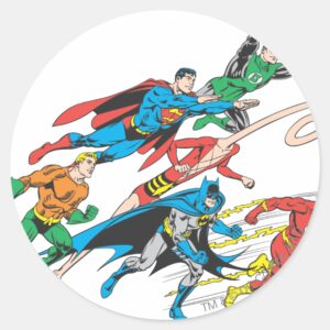 Justice League Of America Group 5 Classic Round Sticker