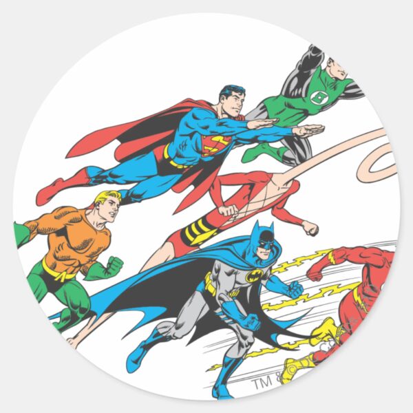Justice_League_of_America_Group_5_Classic_Round_Sticker_1 Justice League Of America Group 5 Classic Round Sticker