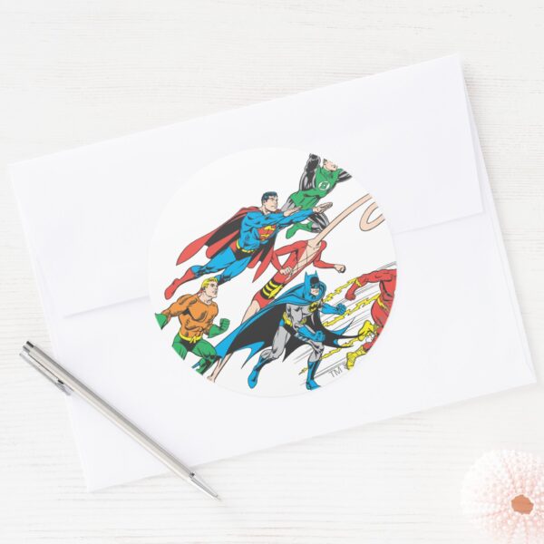 Justice_League_of_America_Group_5_Classic_Round_Sticker_3 Justice League Of America Group 5 Classic Round Sticker
