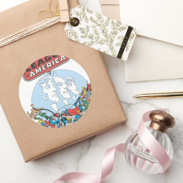 Justice_League_of_America_Group_Classic_Round_Sticker_5 Justice League Of America Group Classic Round Sticker