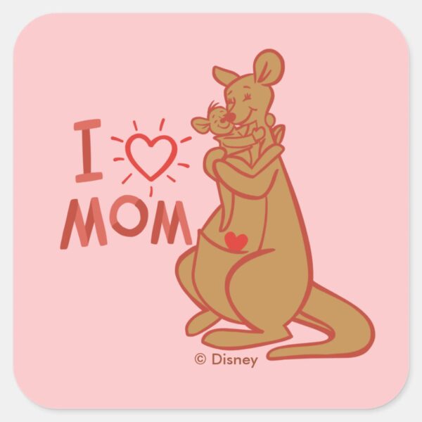 Kanga_&_Roo___I_Love_Mom_Square_Sticker_1 Kanga Roo I Love Mom Square Sticker