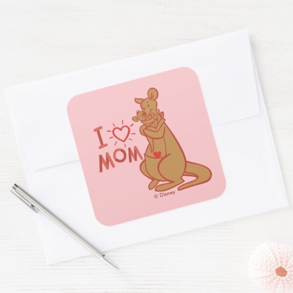 Kanga_&_Roo___I_Love_Mom_Square_Sticker_3 Kanga Roo I Love Mom Square Sticker
