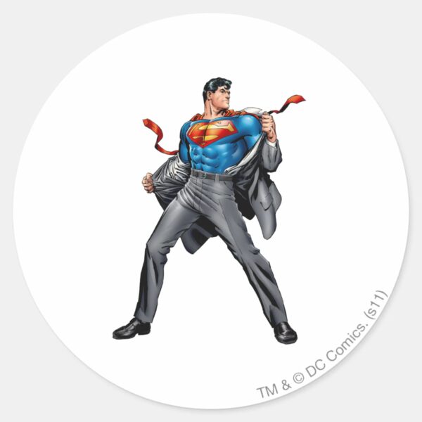 Kent_changes_into_Superman_Classic_Round_Sticker_1 Kent Changes Into Superman Classic Round Sticker