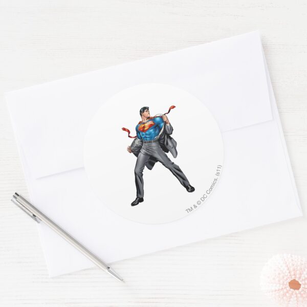 Kent_changes_into_Superman_Classic_Round_Sticker_3 Kent Changes Into Superman Classic Round Sticker