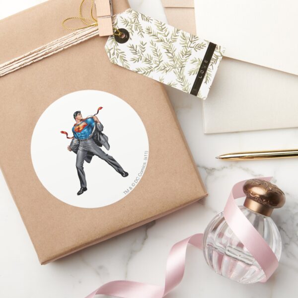 Kent_changes_into_Superman_Classic_Round_Sticker_5 Kent Changes Into Superman Classic Round Sticker