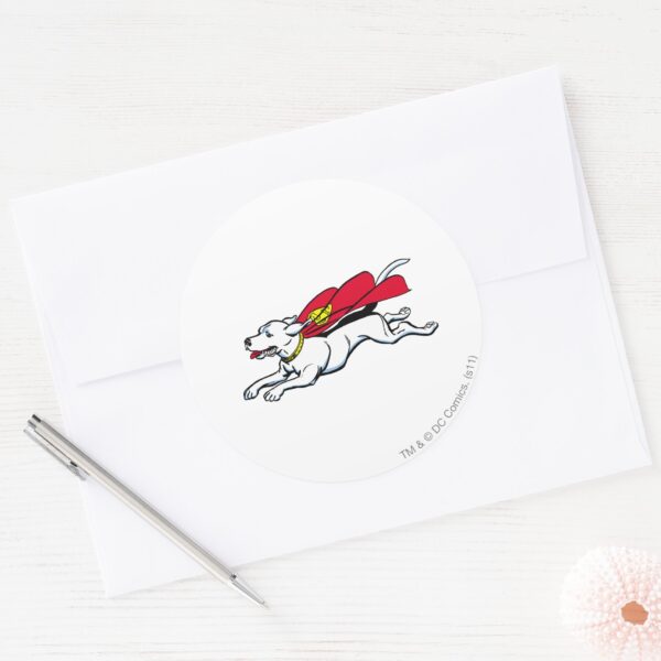 Krypto_the_dog_classic_round_sticker_3 Krypto The Dog Classic Round Sticker