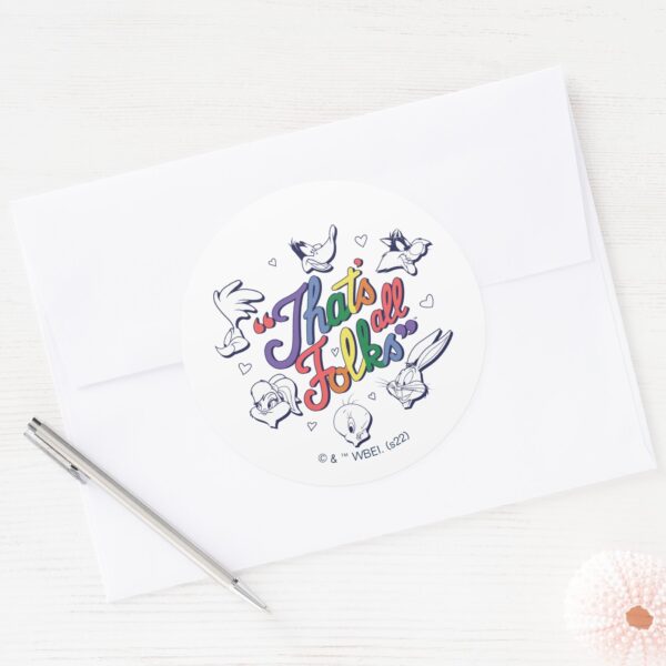 LOONEY_TUNES™_-_That's_All_Folks!_Pride_Badge_Classic_Round_Sticker_3 LOONEY TUNES™ Thats All Folks Pride Badge Classic Round Sticker