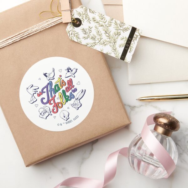 LOONEY_TUNES™_-_That's_All_Folks!_Pride_Badge_Classic_Round_Sticker_5 LOONEY TUNES™ Thats All Folks Pride Badge Classic Round Sticker