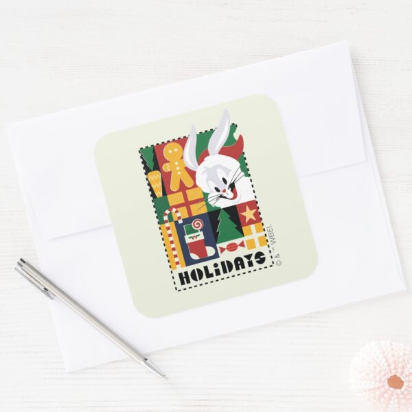 LOONEY_TUNES™_BUGS_BUNNY™_Holidays_Badge_Square_Sticker_3 LOONEY TUNES™ BUGS BUNNY™ Holidays Badge Square Sticker